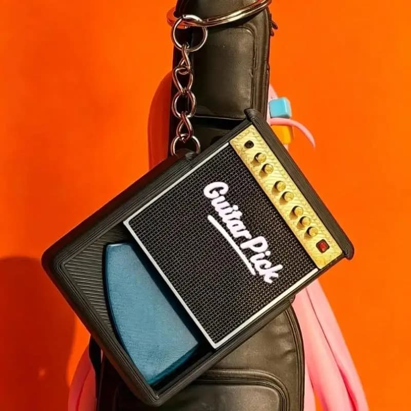 Keychain Guitar Pick Holder Box Portable Storage for 3 to 5 Picks Perfect for Traveling and Practice Sessions