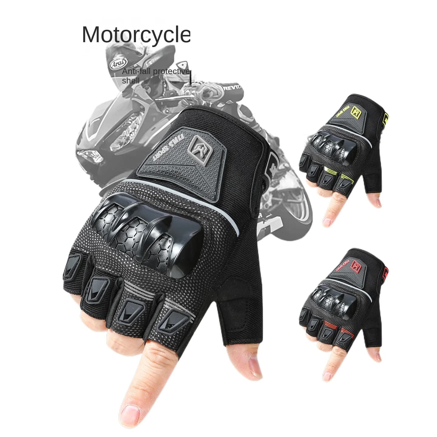Guanti da Ciclismo Unisex Mezze Dita, Guanti Antiurto Antiscivolo per MTB e Bici da Strada, Guanti Traspiranti Senza Dita per Moto