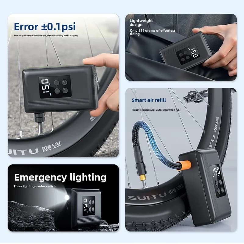 Pompa ad aria portatile per bicicletta illuminazione display digitale pompa ad aria wireless per mountain bike da strada elettrica