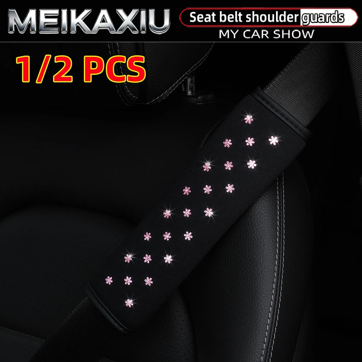 1 e 2 pezzi di coprisedili per auto in tessuto traspirante con piccoli fiori scintillanti, accessori per interni auto per donne