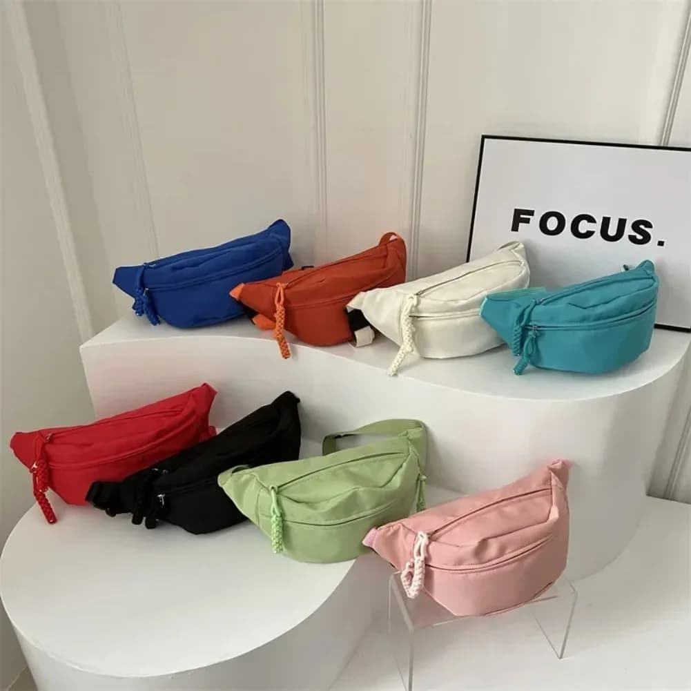 New Sports Shoulder Bag in Women's Canvas, Casual Running Waist Bag, Mezzaluna Bag, Mezzaluna Waist