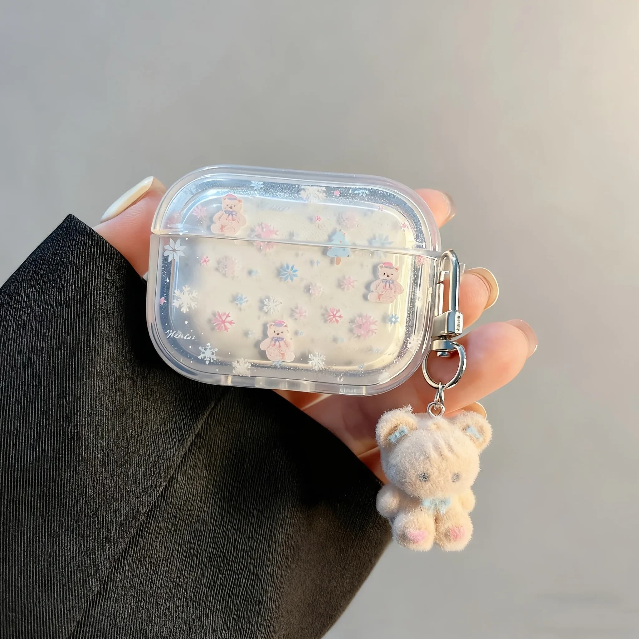 Protective Case TPU Bear Shape Soft with Snowflake Carton Animated for AirPods Pro3/Pro2/Pro and AirPods 4/3/2/1