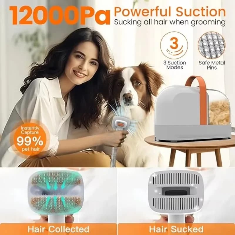 Disponibile - Kit Toelettatura Animali Domestici 12000Pa - Aspirapolvere e Tosatrice per Peli di Cani e Gatti - Set Completo per la Pulizia e la Toelettatura degli Animali