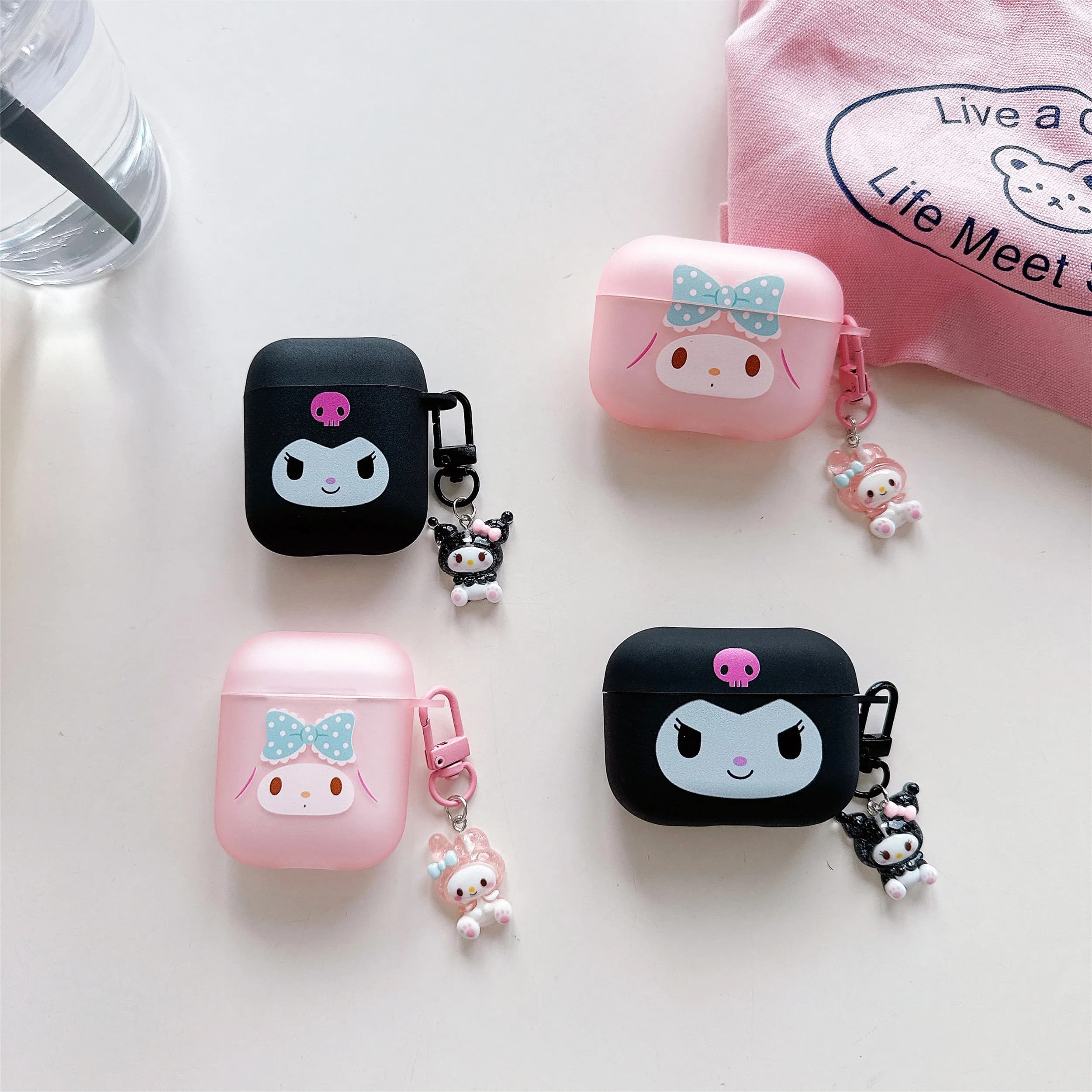 Per Airpods 1 2 3 4 Pro Pro 2 Pro 3 Kuromi Melody Matte TPU Custodia per auricolari Accessori Cover