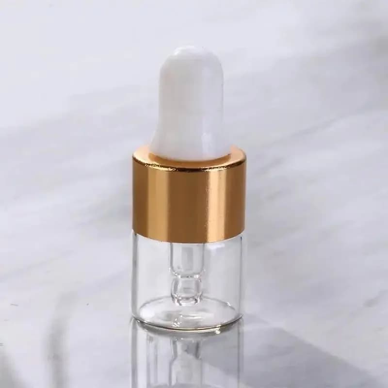 5 Pcs Golden Mini Glass Dropper Bottles with Caps, Travel Portable Small Dropper Vials, Suitable for Essential Oils, Cosmetics