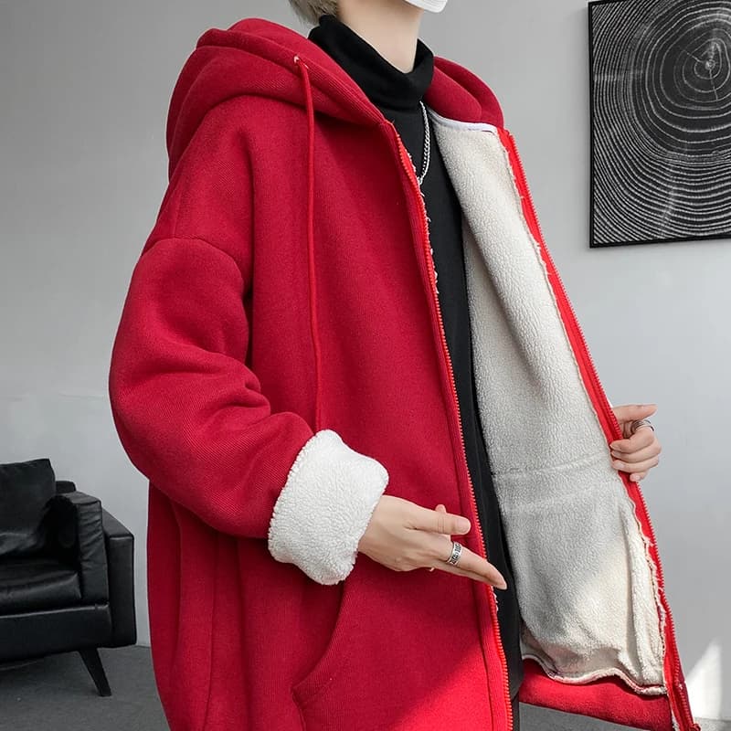 XXXXXXXXL Felpa con cappuccio da uomo in tinta unita taglie forti Felpa con cappuccio a maniche lunghe con cerniera in pile con tasca maglione con cappuccio Top M-8XL