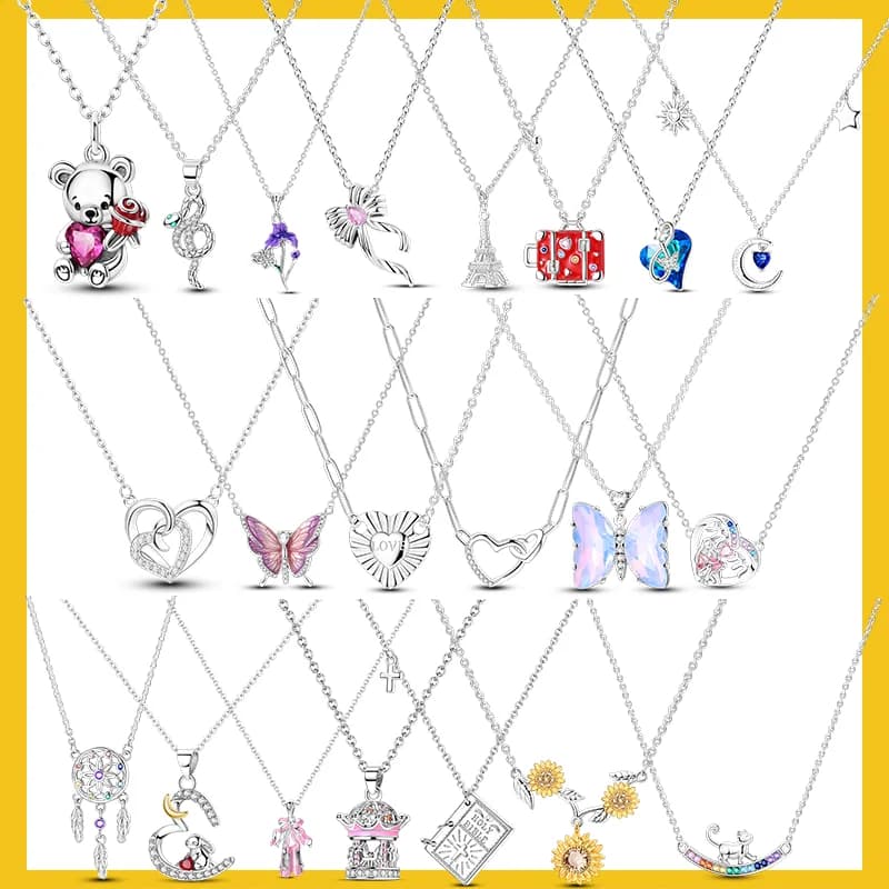Collana con ciondolo in argento 925 originale Collana in stile romantico con farfalla a forma di cuore, regalo di gioielli da donna
