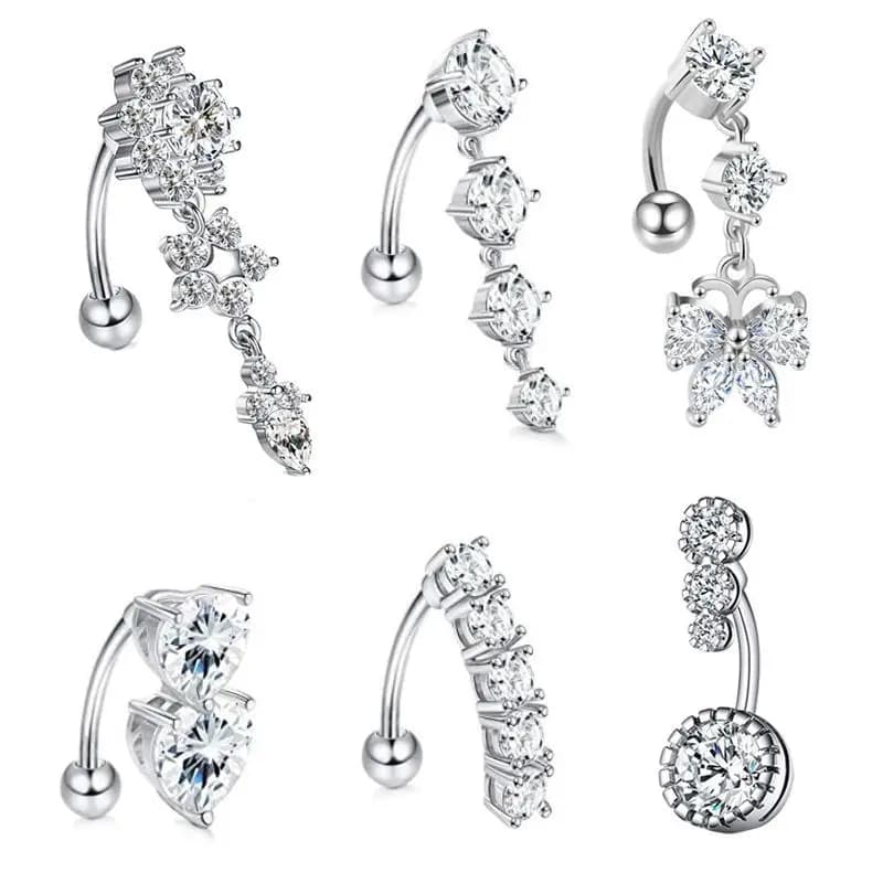 Belly Button Ring Dangle Belly Rings Surgical Stainless Steel 14G Belly Button Piercing for Women Cute Clicker CZ Navel Ring