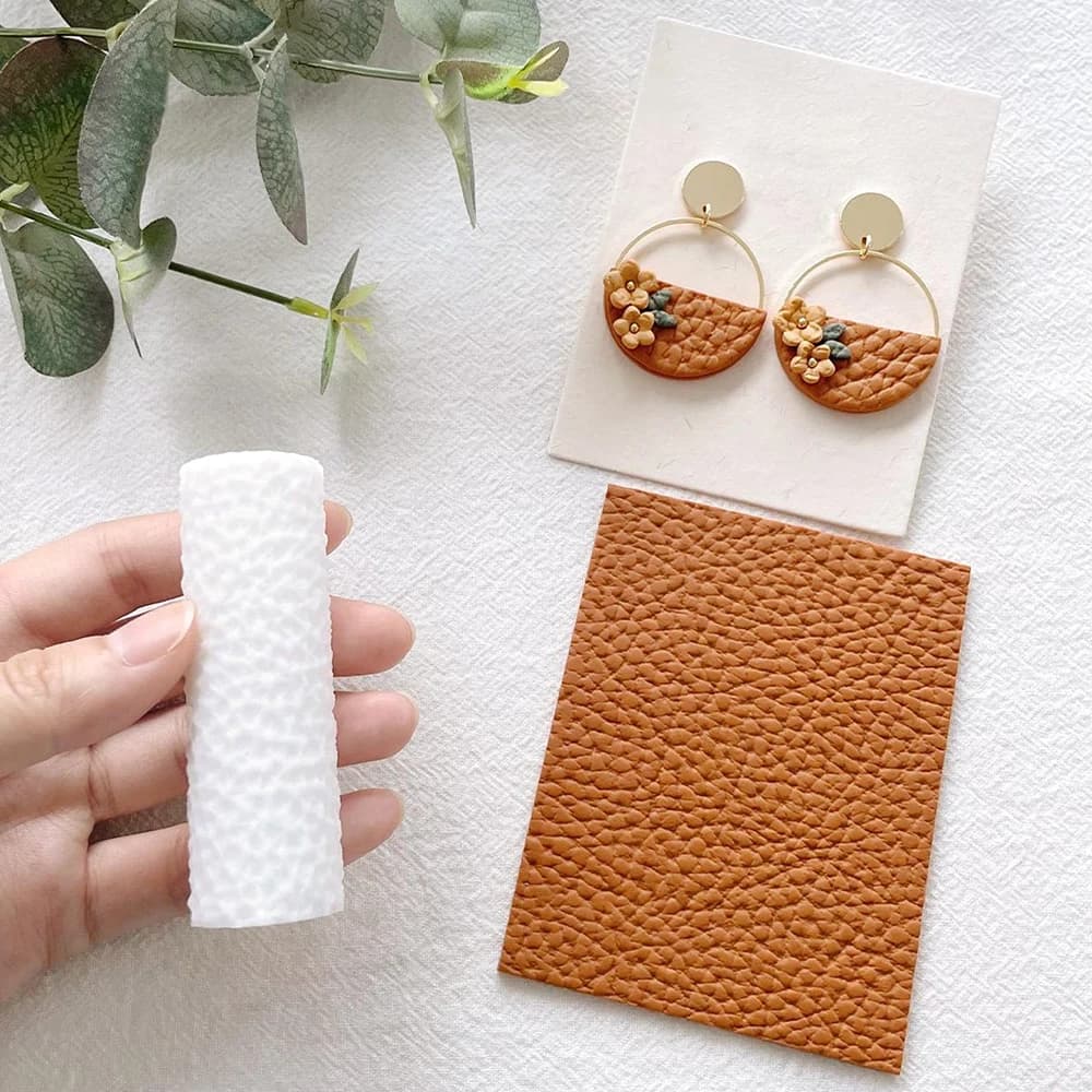 Rullo con texture spazzolata in ceramica morbida, struttura in plastica, stampo in argilla polimerica, mattarello per fondente, orecchini fai da te, ciondolo, gioielli, argilla