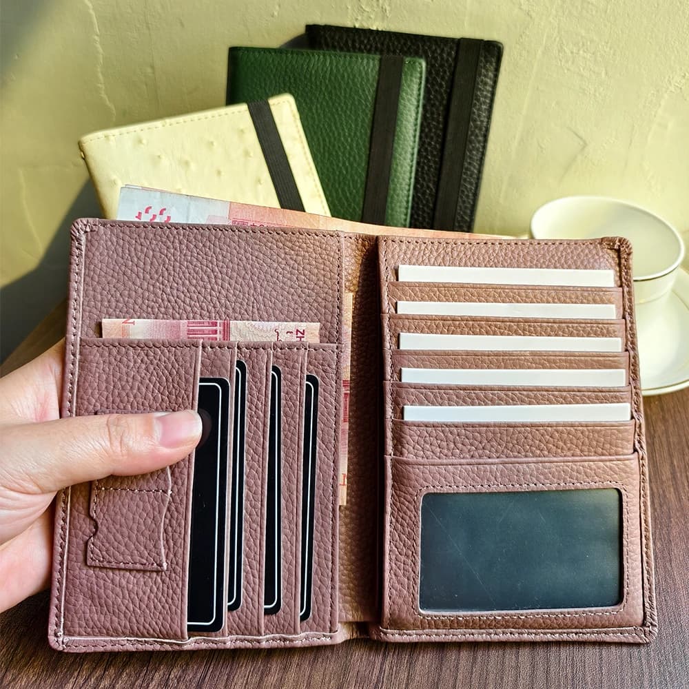 Genuine Cow Leather Womens Multi-functional Travel Wallet Slim Fashion Passport Holder Purse Organiser Wallet Men's wallet