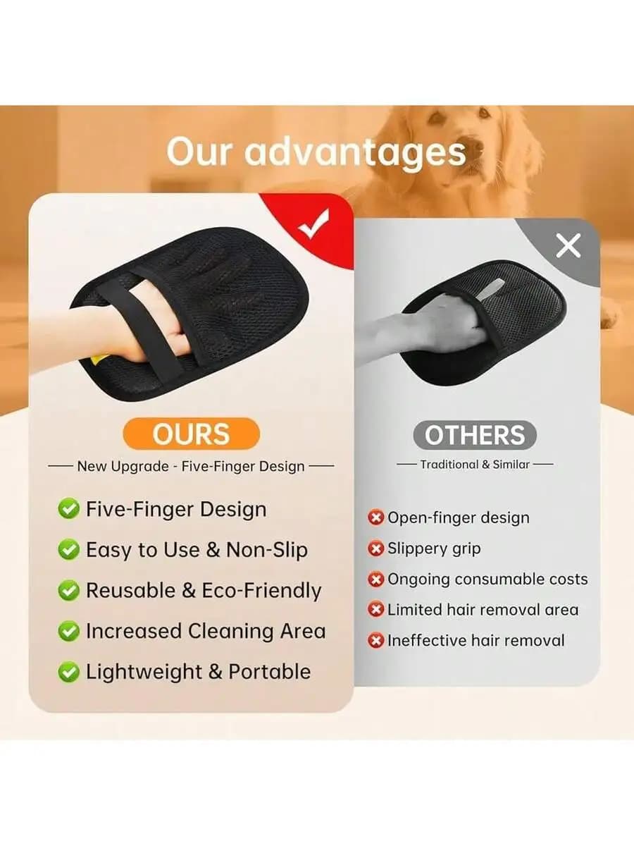 Static Pet Hair Remover Glove Reusable Electrostatic Grooming Tool For Dog Cat Hair Removal On Furniture Carpet Car Seat