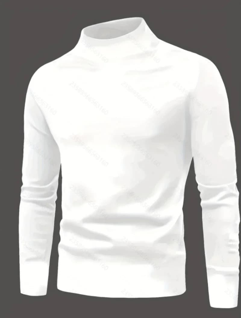 Men's Autumn and Winter Semi High Neck Slim Fit Long Sleeved Base Shirt