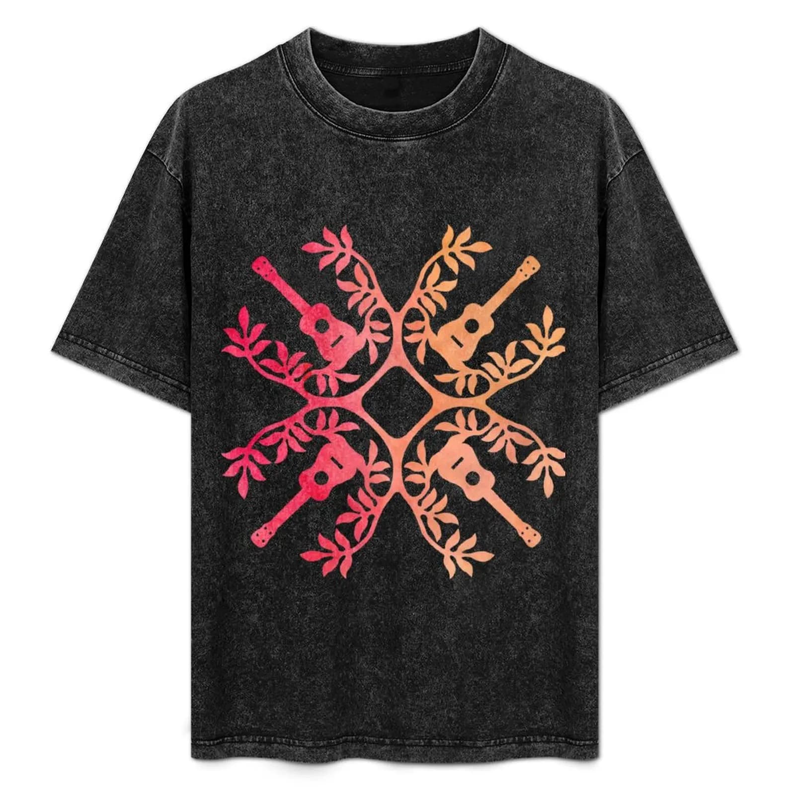 T-shirt Hawaii Mele Music Quilt Tribal Tattoo Ukulele, T-shirt da viaggio ad asciugatura rapida