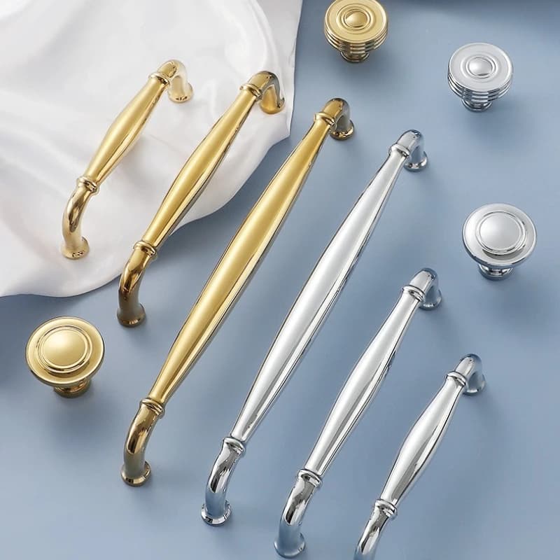 Maniglia per Armadio in Ottone di Lusso Francese, Pomello in Rame Cromato Argento Minimalista Americano per Cucina e Mobile