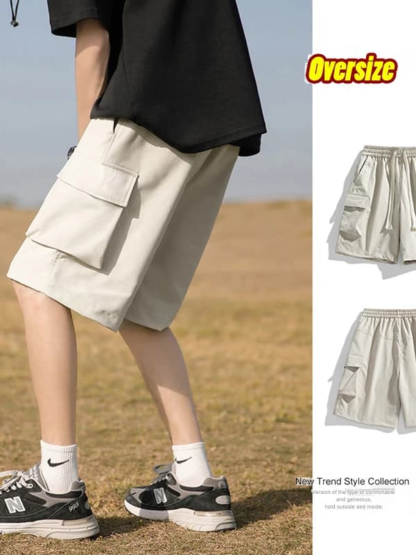 Quick Dry Workwear Shorts Men's Summer Thin Fashion Loose Casual Mid-Length Pants Five-Quarter Length Straight Leg Trousers