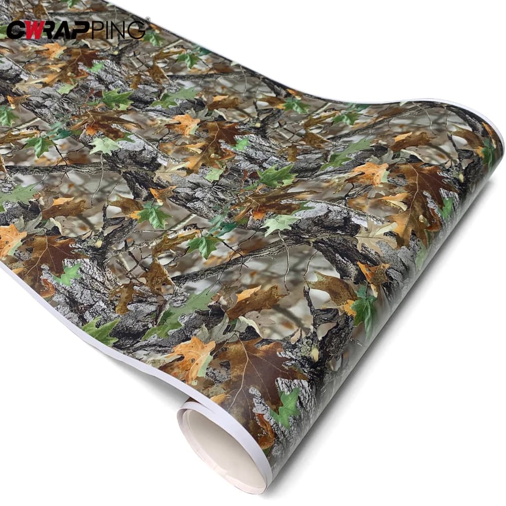 Pellicola Adesiva Impermeabile per Auto e Moto: Camouflage a Foglie, Rivestimento Completo per Carrozzeria e Caschi