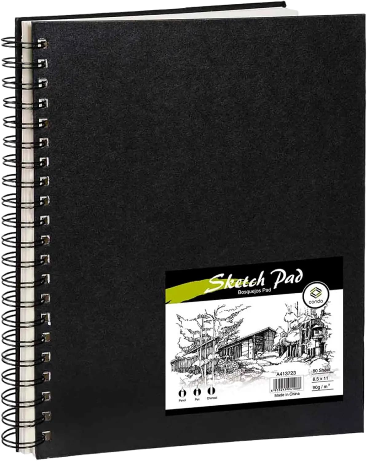 8.5x11 Hardbound Sketch Book, 80 Sheets 90gsm Double-Sided Spiral Sketchpad, Acid-Free Drawing Paper for Adults