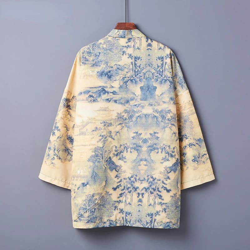 Nuovo Kimono Yukata Uomo Kimono giapponese Cardigan Cappotto tradizionale da spiaggia Costume Streetwear Cardigan Camicetta Haori Abito ampio