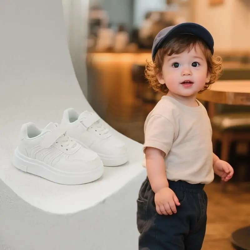 Scarpe da tavolo per bambini Nuova primavera autunno Scarpe bianche antiscivolo Suola morbida in pelle Grandi bambini Ragazzi Ragazze Scarpe da ginnastica sportive per studenti