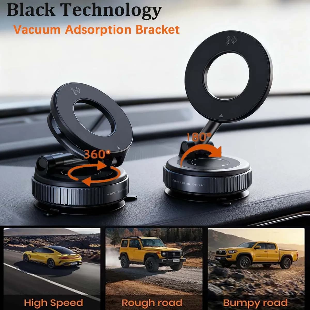 Supporto magnetico per telefono per auto 360 ° Supporto da tavolo magnetico pieghevole per auto, forte aspirazione sottovuoto, regolabile, per tutti gli smartphone