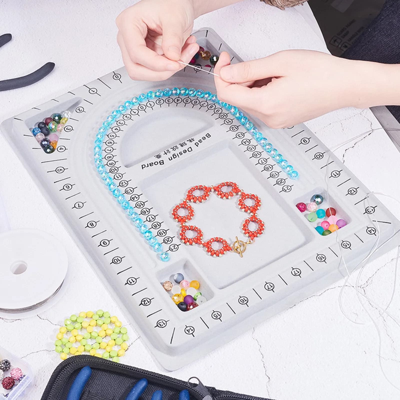2 Pezzi Tavole per la creazione di gioielli, per la progettazione di perline, per collane e bracciali, robuste e compatte, vassoi porta perline, accessori per la creazione di gioielli