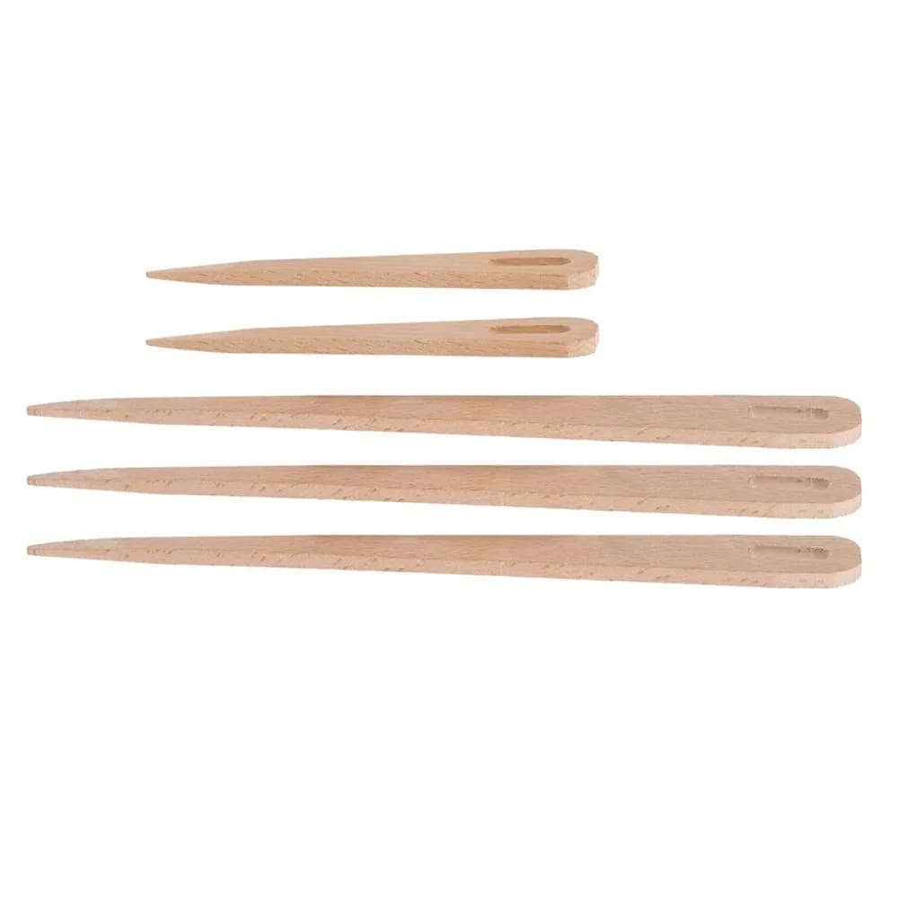 5Pcs Wooden Big Eye Knitting Needles Hand Stick Type Big Eye Design Wooden Weaving Needles Crochet Needles Set