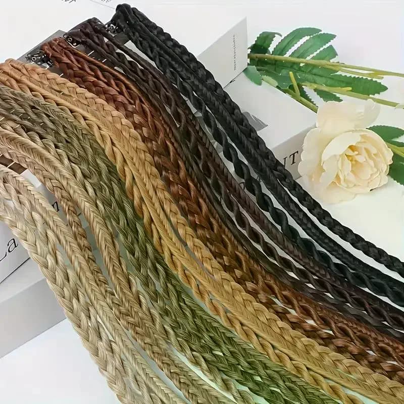 1 Paio di Trecce Sintetiche con Clip, Dreadlock con Clip, Estensioni per Capelli, Trecce Stile Boxer, Pezzi di Capelli Intrecciati