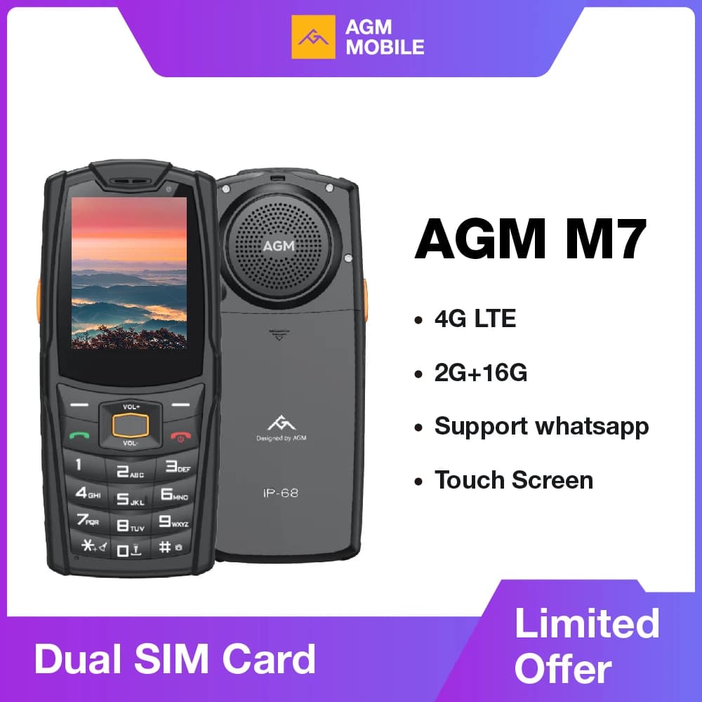 AGM M7 Robusta funzione telefono 2+16G Volte Android Touch screen impermeabile 2500mAh con tastiera inglese russa