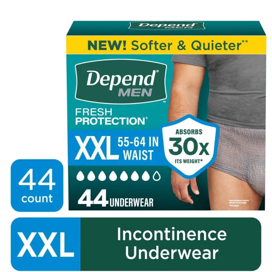 Fresh Protection Incontinence Underwear for Men, Adult Diapers, XXL, 44 Count