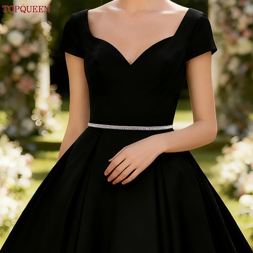 TOPQUEEN Cintura con strass fatta a mano Accessori per abiti da sposa sottili Accessori da sposa con fascia da damigella d'onore Abito da donna Decorazione Guaine S217