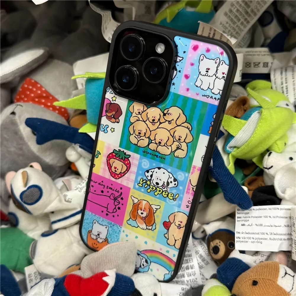 Custodia per telefono coreana Ins Collage Dog Niche Premium per iPhone 17 Air 16 15 14 13 12 11 Pro Max 17 16 Pro 15 Plus XR Anti-caduta
