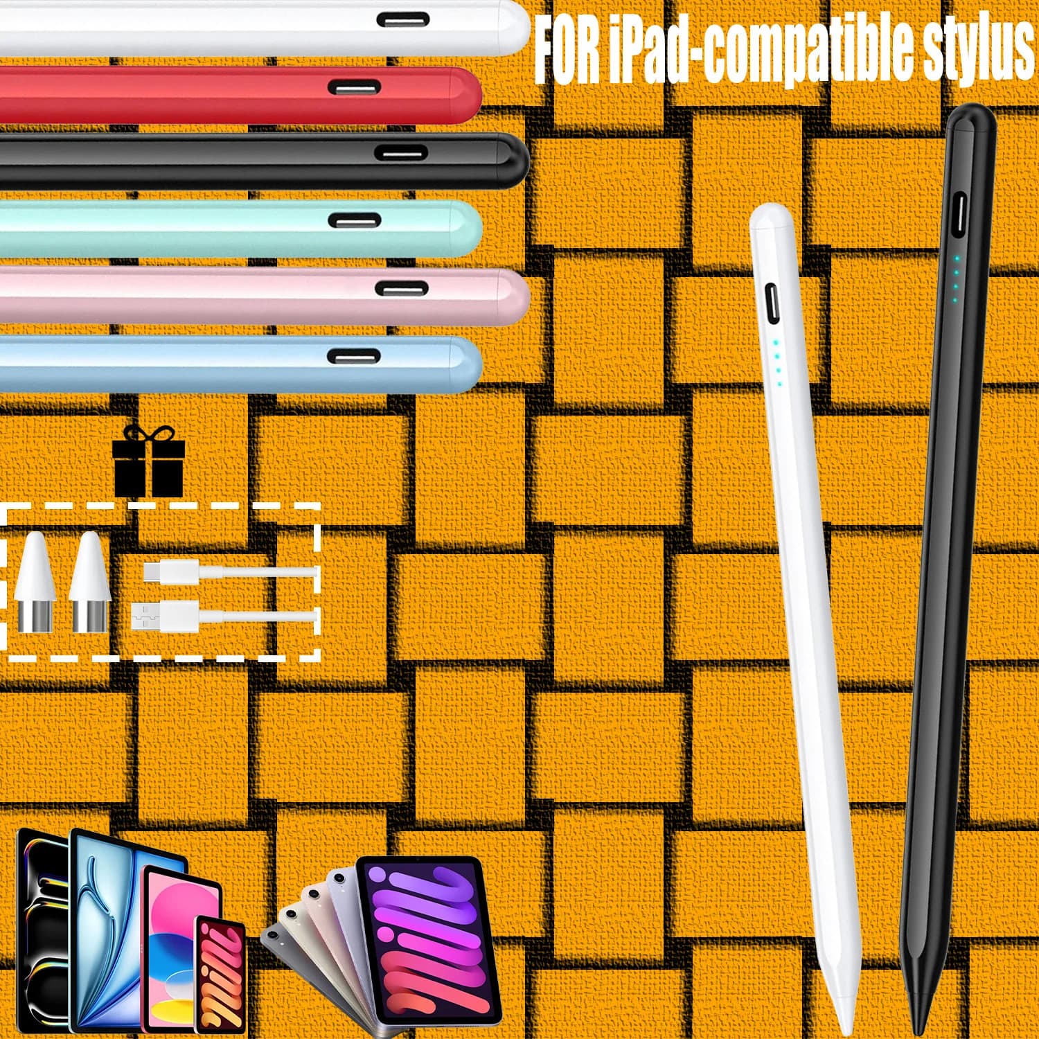 Stilo per iPad compatibile con iPad Pro/Air/Mini/10th (2018-2026), con rilevamento del palmo, lato magnetico, ricarica rapida e batteria a lunga durata