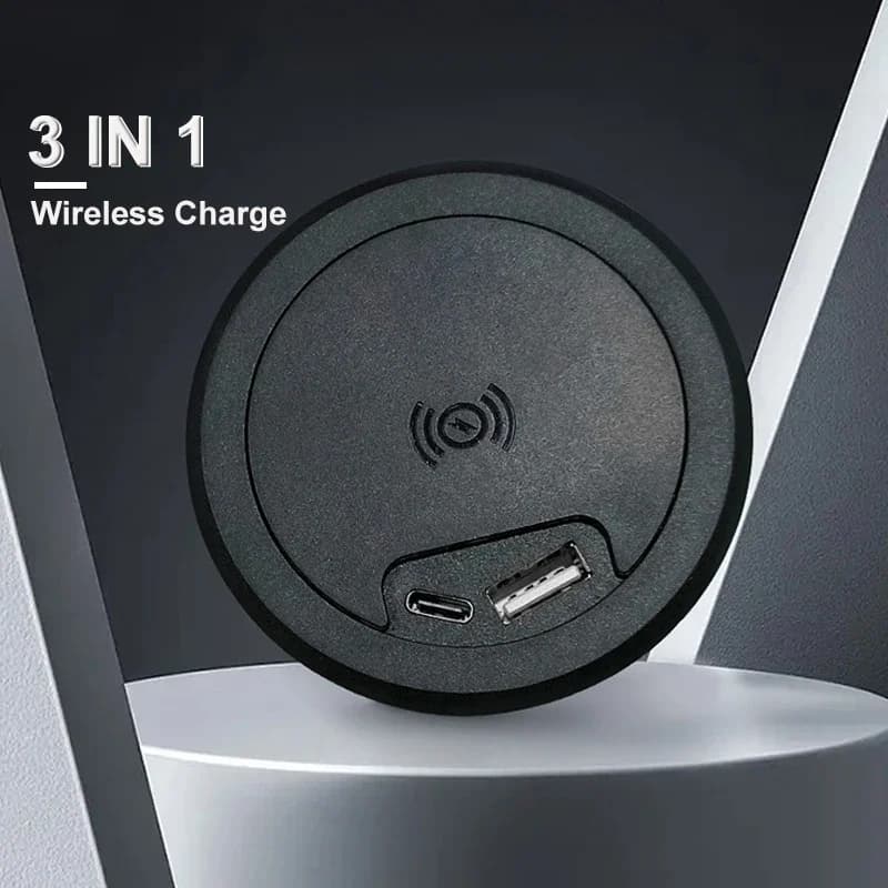 Charging Wireless Invisible Quick Charger Under Desk Induction Phone Charging Station Wireless Fast Dock USB + Type-c + 5W