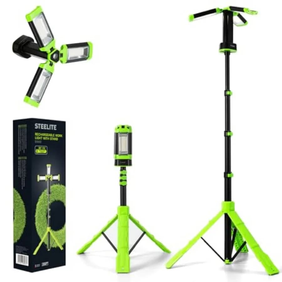 Luce d'emergenza da campeggio 2700 lumen 12000mAh con treppiede regolabile, luce da lavoro senza fili impermeabile IP65, base magnetica
