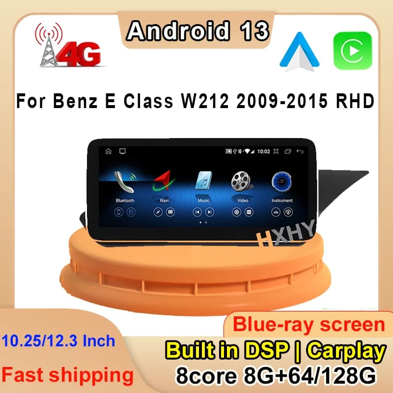 12.3 pollici Android 13 8Core 8 + 128G Per Mercedes Benz Classe E W212 2009-2015 RHD Lettore Video per Auto di Navigazione Bluetooth