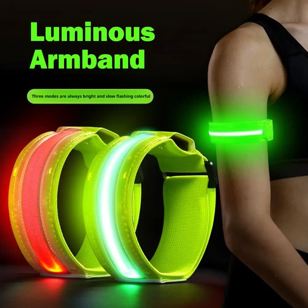 Safety Reflective Tape for Night Sports LED Lighted Arm Band Outdoor Racing Safety Reflective Arm Belt for Cycling Luminous Sports Bracelet