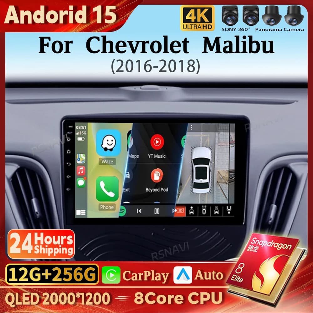 Android 15 Carplay Auto 2K Schermo Autoradio Lettore Multimediale Per Chevrolet Malibu XL 2016-2018 DSP Autoradio Stereo Snapdragon