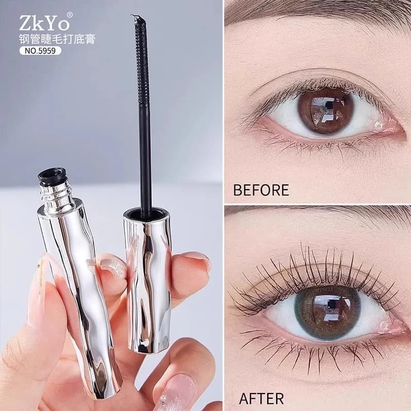 1/2/3/4/5Pcs ZkYo Steel Tube Eyelash Primer Mascara natural black 3D thick and soft, waterproof, without drooping, for women's eye makeup