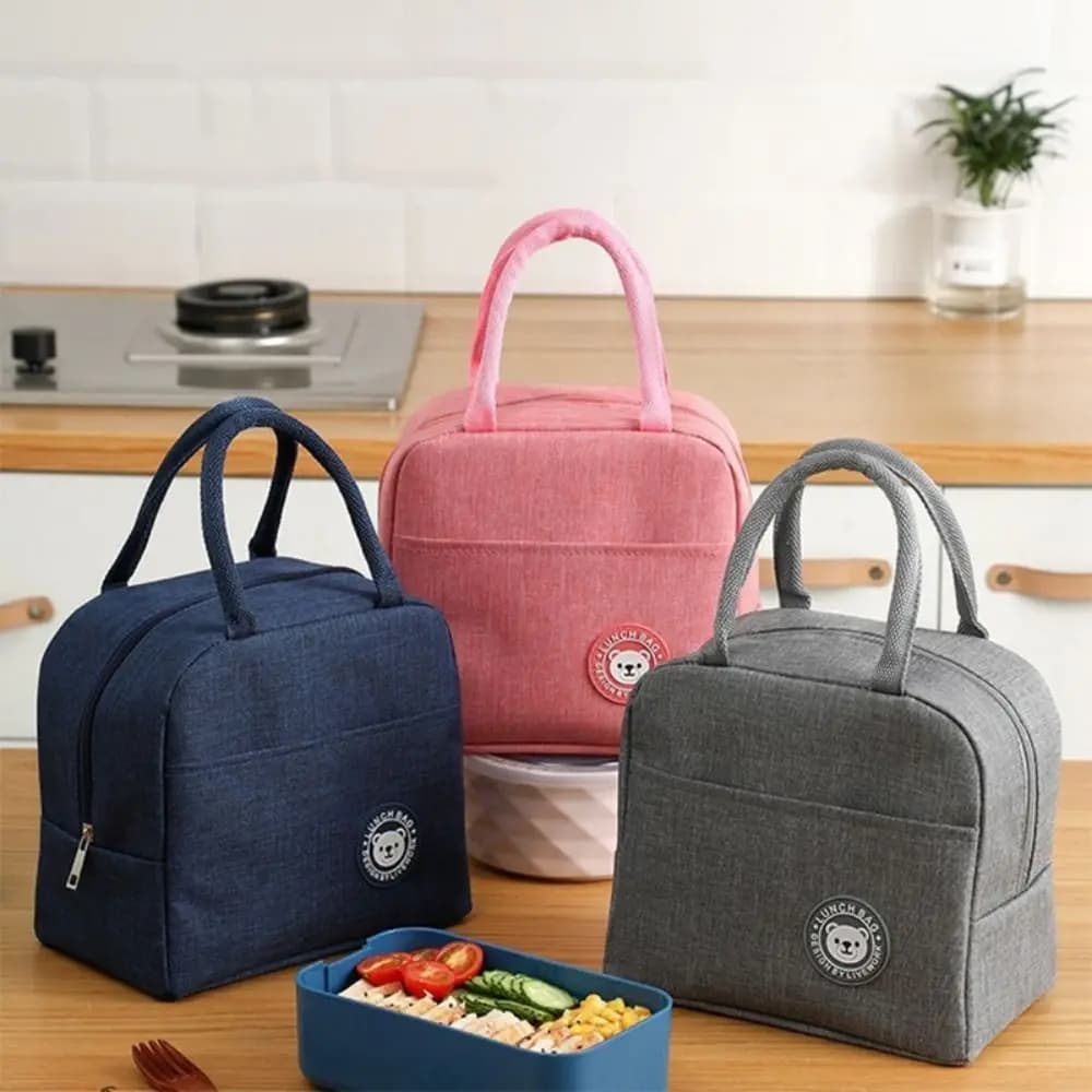 Borsa per il pranzo isolata riutilizzabile in tessuto Oxford Borsa per il pranzo con impacco di ghiaccio per picnic Scatola per alimenti impermeabile da viaggio