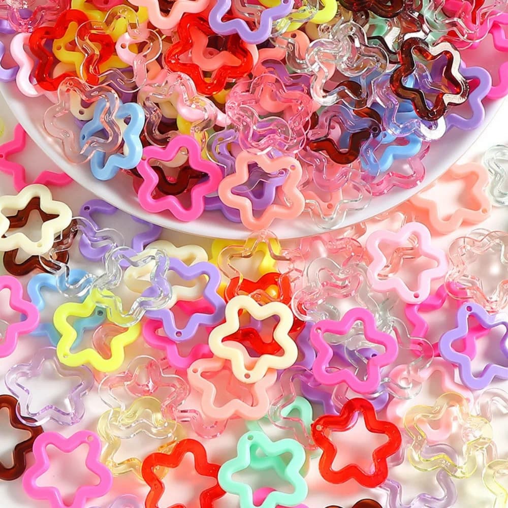 Acrylic Star Hollow Five-pointed Stars Pendants Charms for Necklace Keychain Earring Diy Jewelry Making Supplies Findings