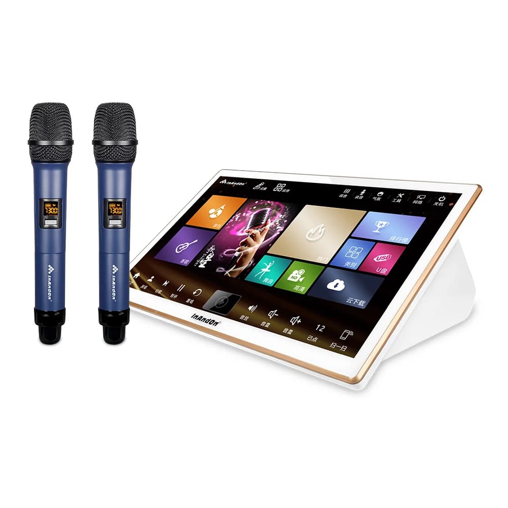 InAndOn Karaoke KTV Touch Screen da 18,5'' Lettore Karaoke 5 in1 Jukebox da 8 TB con amplificatore e microfoni Sistema di macchine per karaoke