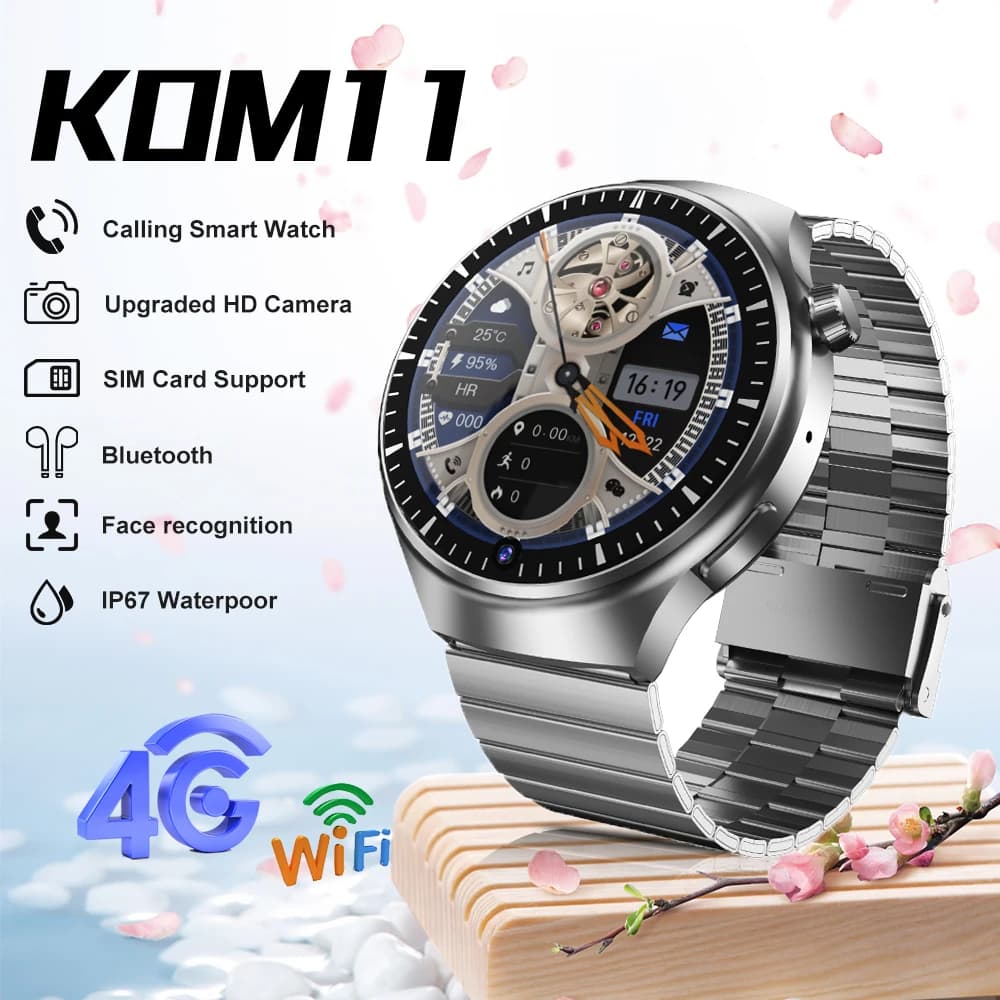 KOM11 4G Android Smartwatches Big Screen Wifi 4G Calls Watch Camera SIM Card 2+32GB Google Play With Clock Watch Fitness Tracker
