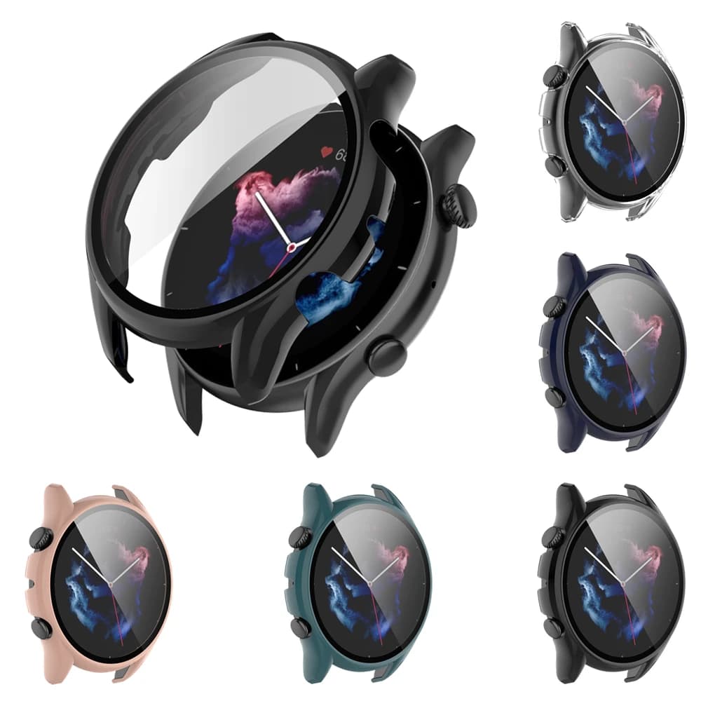 Cover protettiva per Amazfit GTR 3 Pro GTR3 con custodia protettiva per schermo in vetro temperato per Amazfit GTR 3 Smart Watch Shell