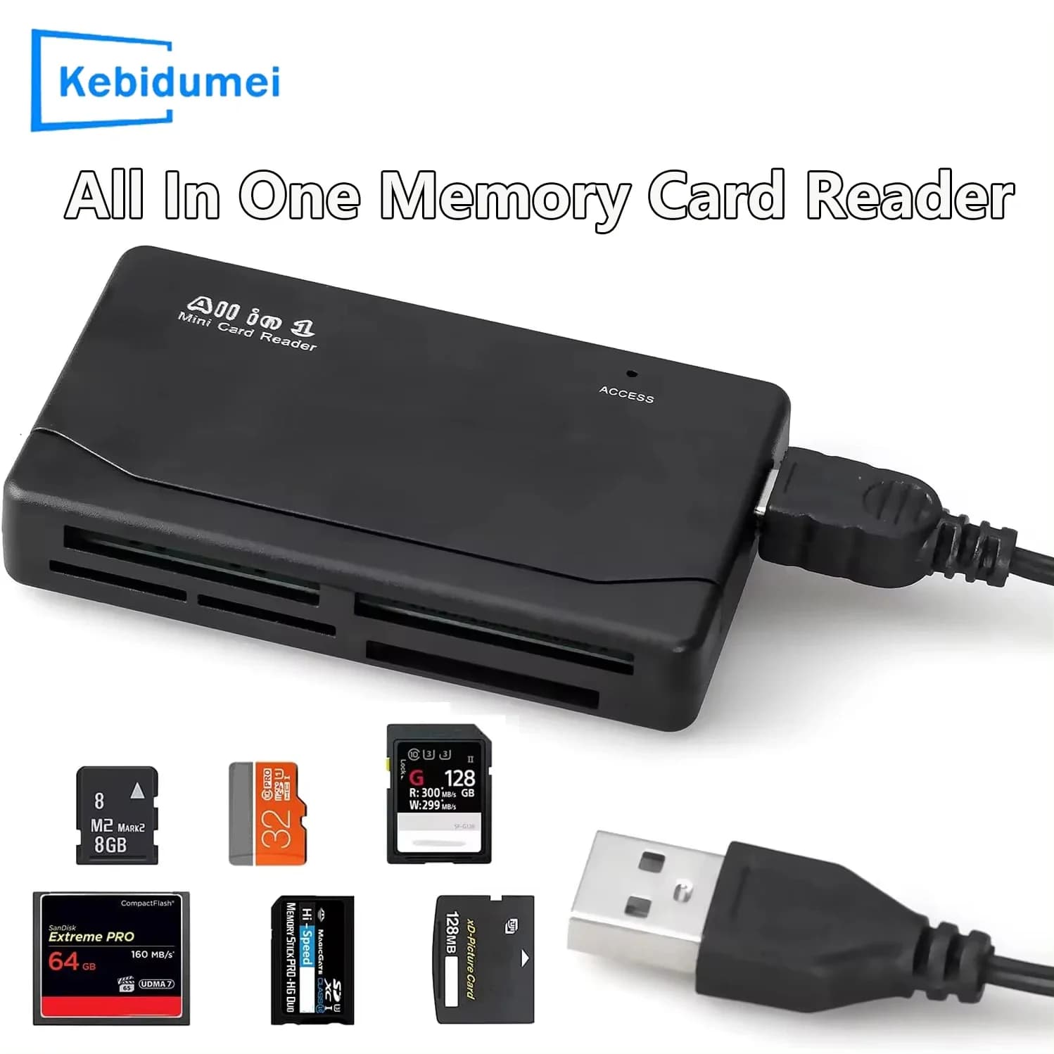 Lettore di schede di memoria tutto in uno da 480 Mbps Lettore di schede esterno USB 2.0 SD SDHC Mini Micro M2 MMC XD CF Lettore per fotocamera digitale MP3