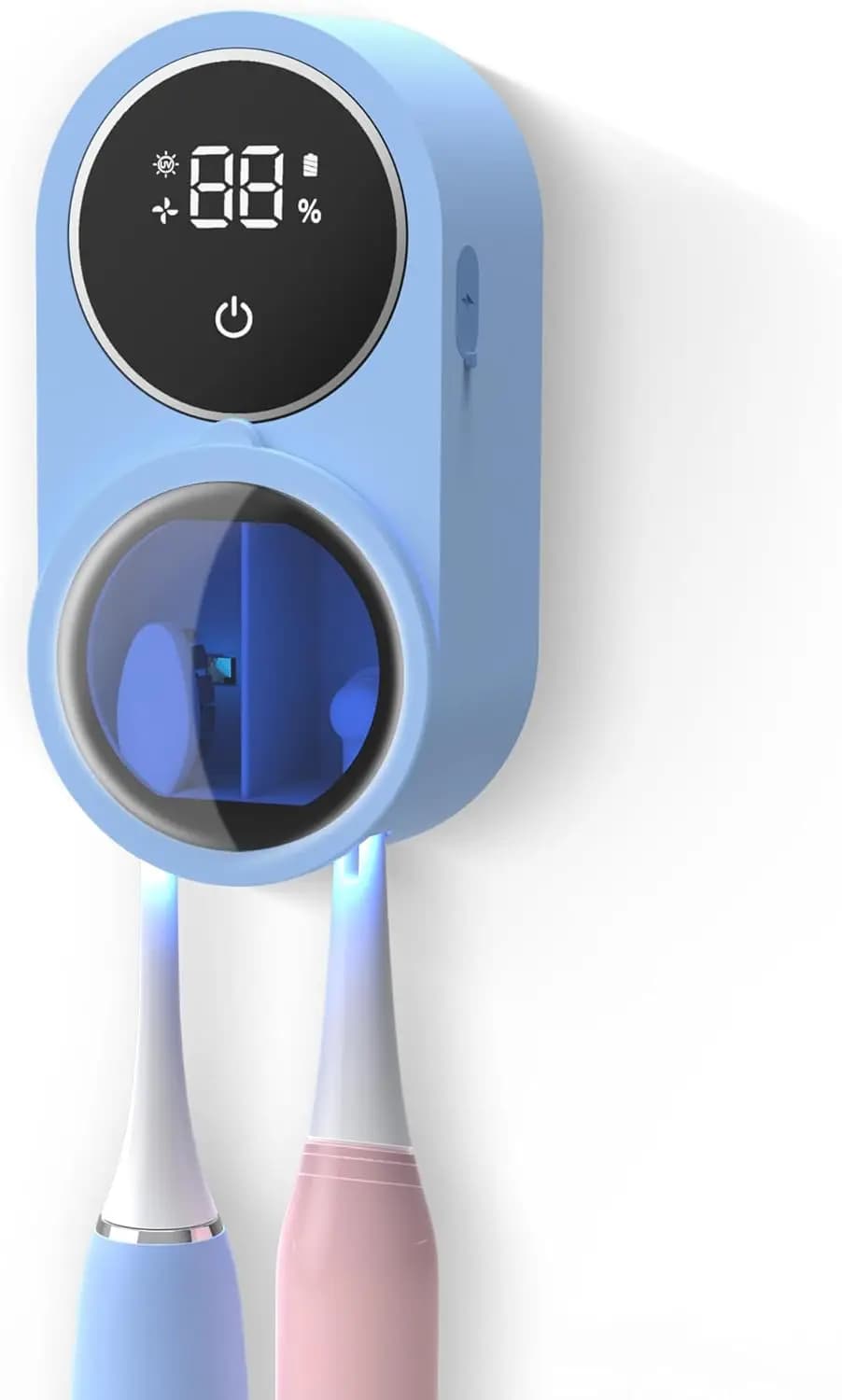 Porta Spazzolino e Pulitore Automatico per Bagno con Ventola di Asciugatura Circolare