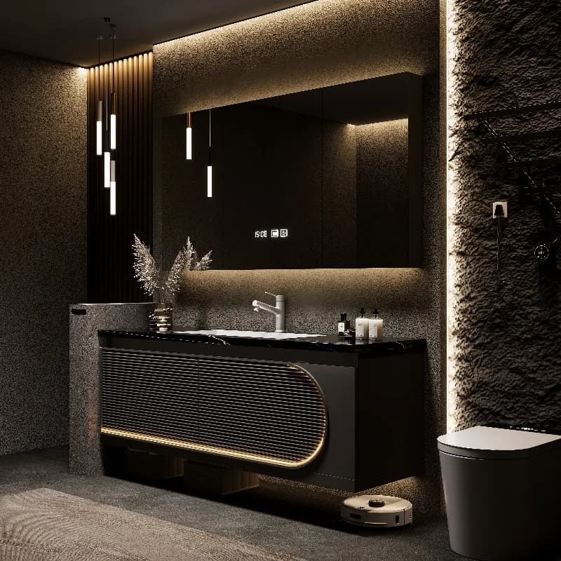 Armadietto da Bagno Moderno con Specchio e Organizzatori, Mobile Salvaspazio per Bagno