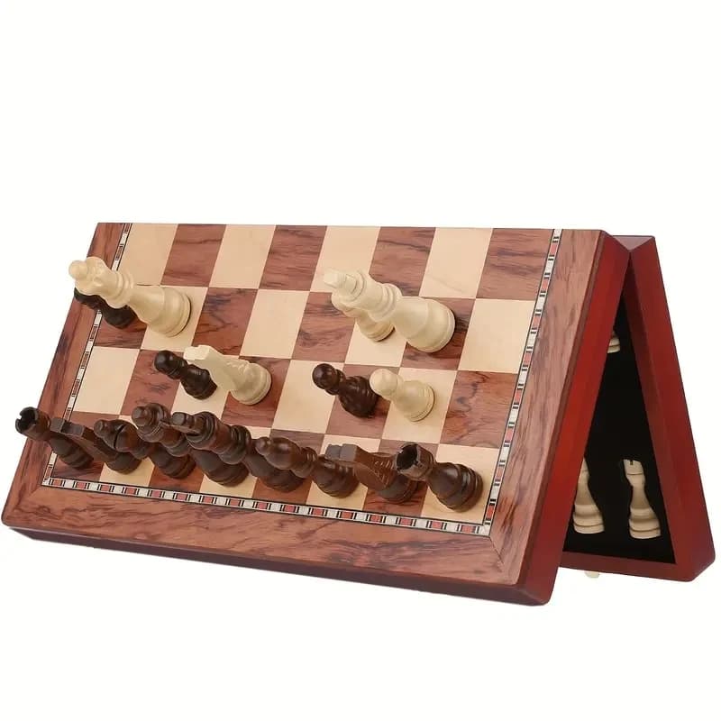 Set di pezzi degli scacchi in legno 39 * 2,5 cm/15,35 * 0,98 pollici, scacchiera pieghevole di grandi dimensioni dal design di alta gamma - 2 regine extra