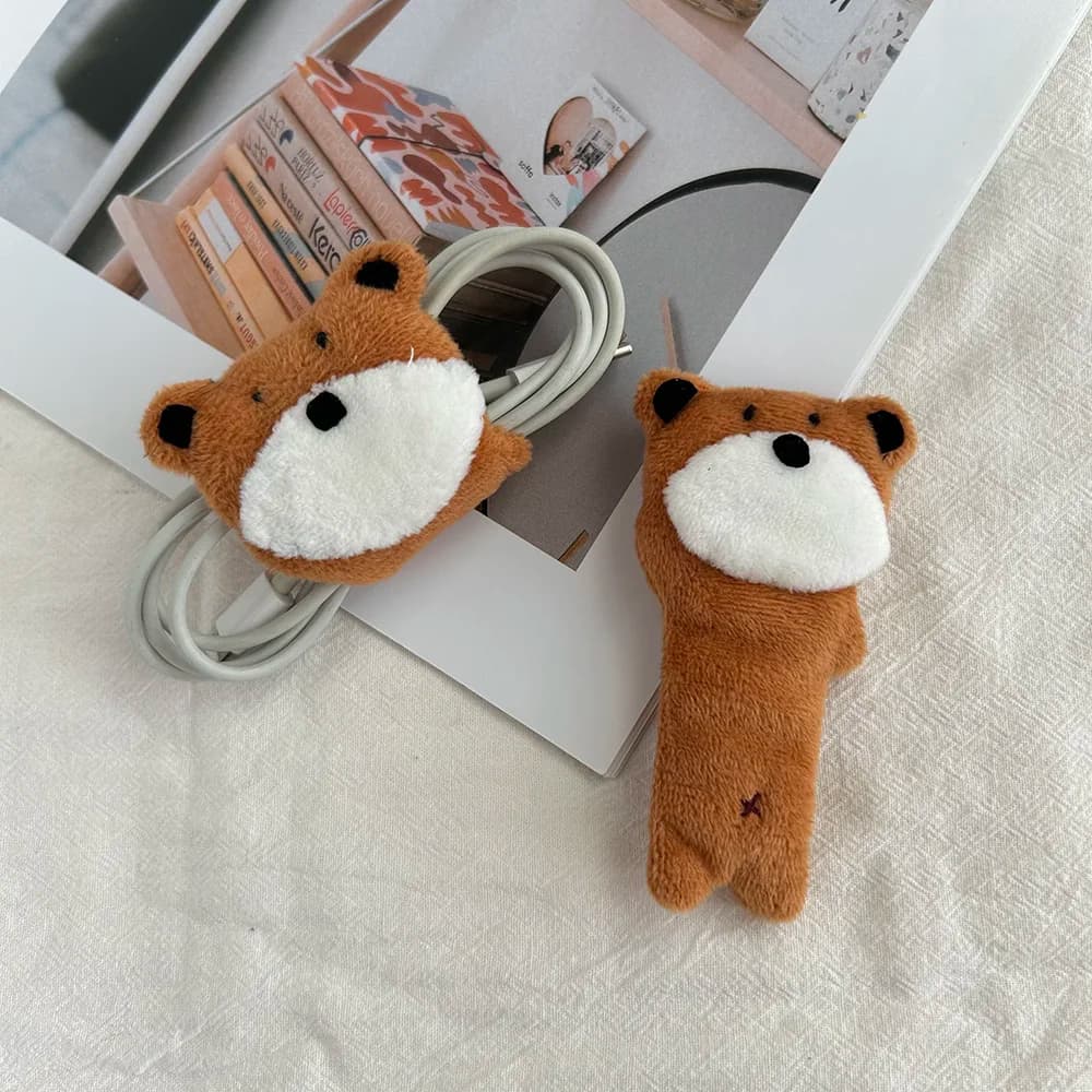 Fibbia Organizzatrice per Cavi a Forma di Orso, Portatile in Tessuto, per Cuffie e Cavi di Ricarica, Gestore Cavi Carino