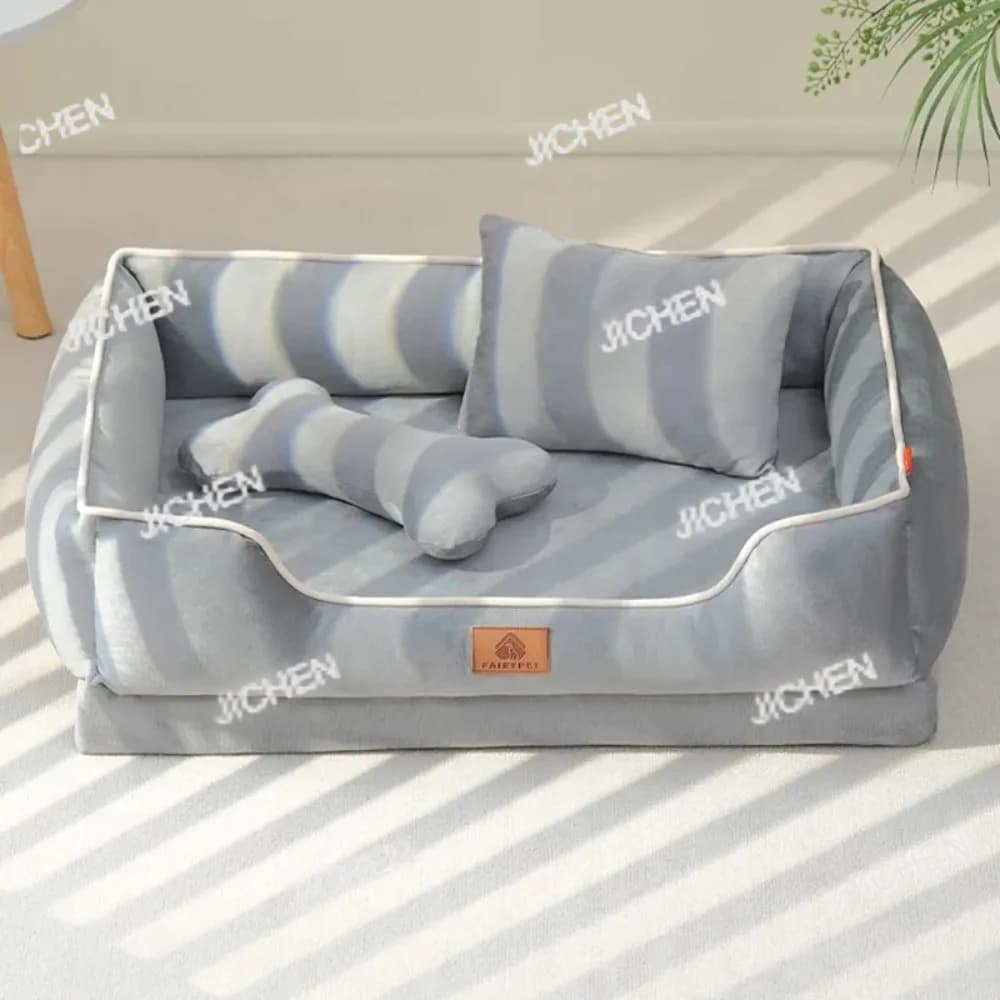 Letto per cani in velluto olandese Autunno Inverno Ispessimento Calore Divano letto per cani quadrato Morbido cuscino in spugna ondulata rimovibile Accessori per cani da compagnia