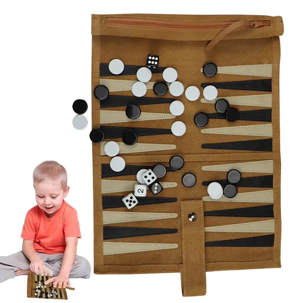 Chess Backgammon Board Folding Backgammon Game Sets Strategy Board Game Playing Pieces Dice Cups For Family